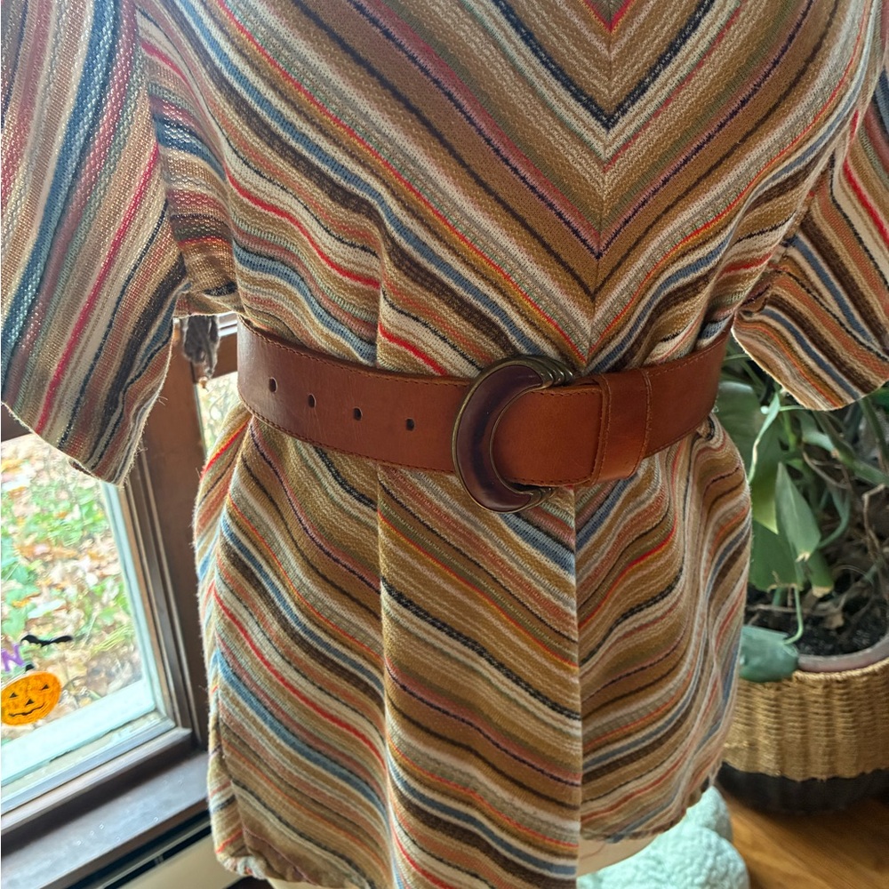 Vintage Brown Leather High Waisted Belt